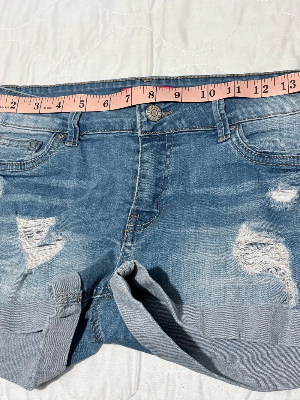 Wax Jean Women's Distressed Blue Denim Shorts